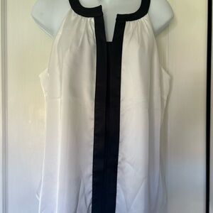 Vintage TAHARI Petite Racerback Black & White Satin top